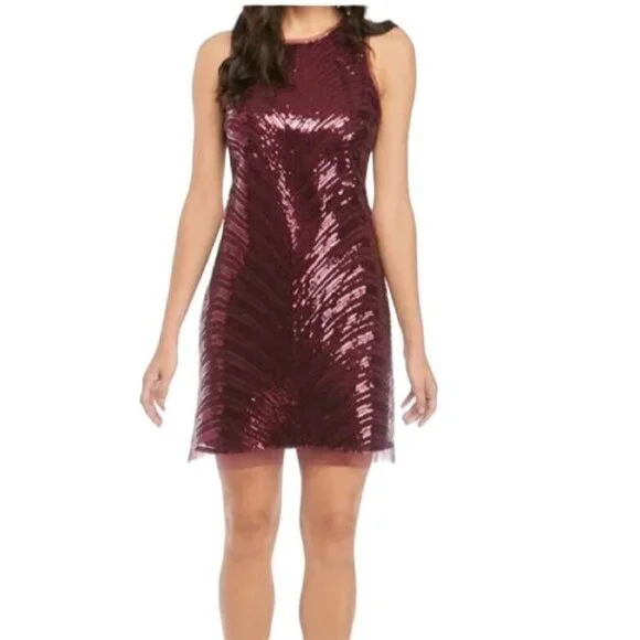 Vince Camuto burgundy sequin mini dress size 6 - Picture 1 of 8